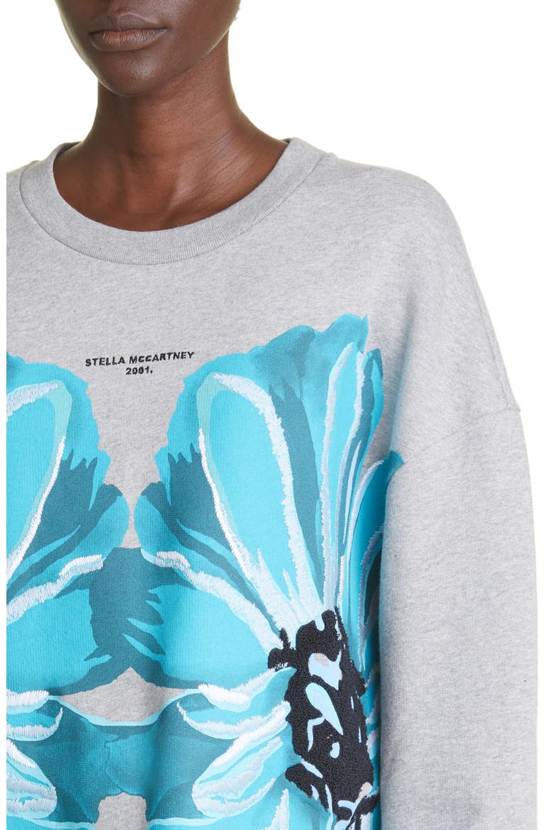 Giant Floral Print Cotton Sweatshirt, Alternate, color, 1264 LIGHT GREY MELANGE