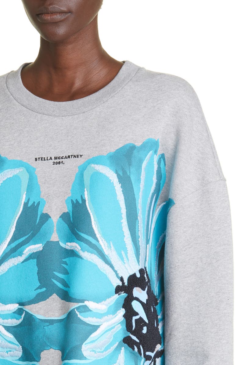 Stella McCartney Giant Floral Print Cotton Sweatshirt, Alternate, color,