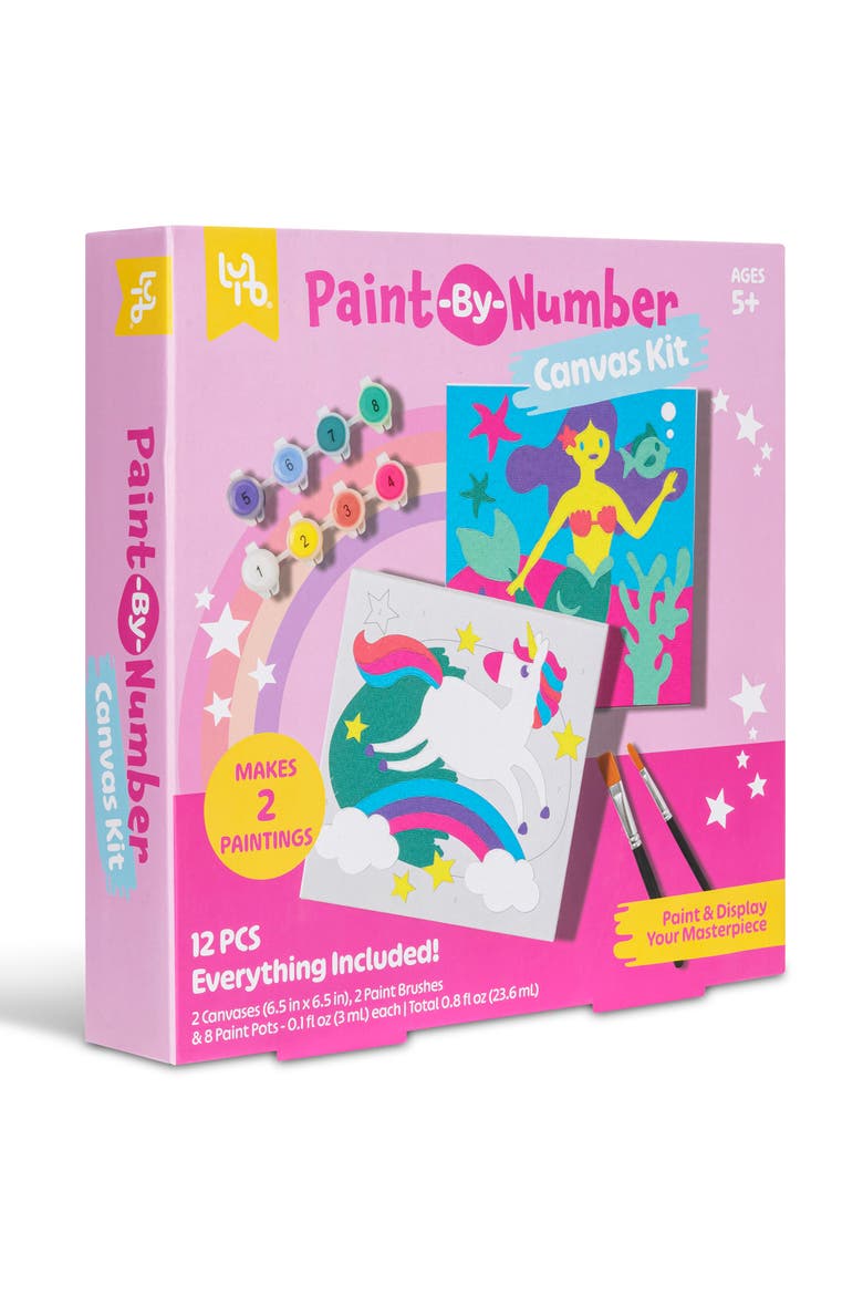 Unicorn & Mermaid Paintbynumber Canvas Kit 5+, Alternate, color, Multicolored