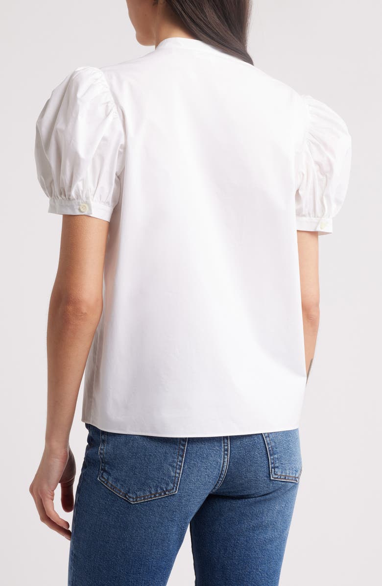 FRAME The Gathered Short Sleeve Button-Up Shirt, Alternate, color, White