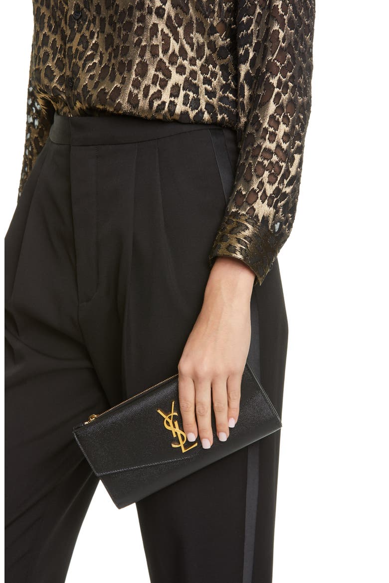 Uptown Large Leather Envelope Wallet, Alternate, color, NOIR