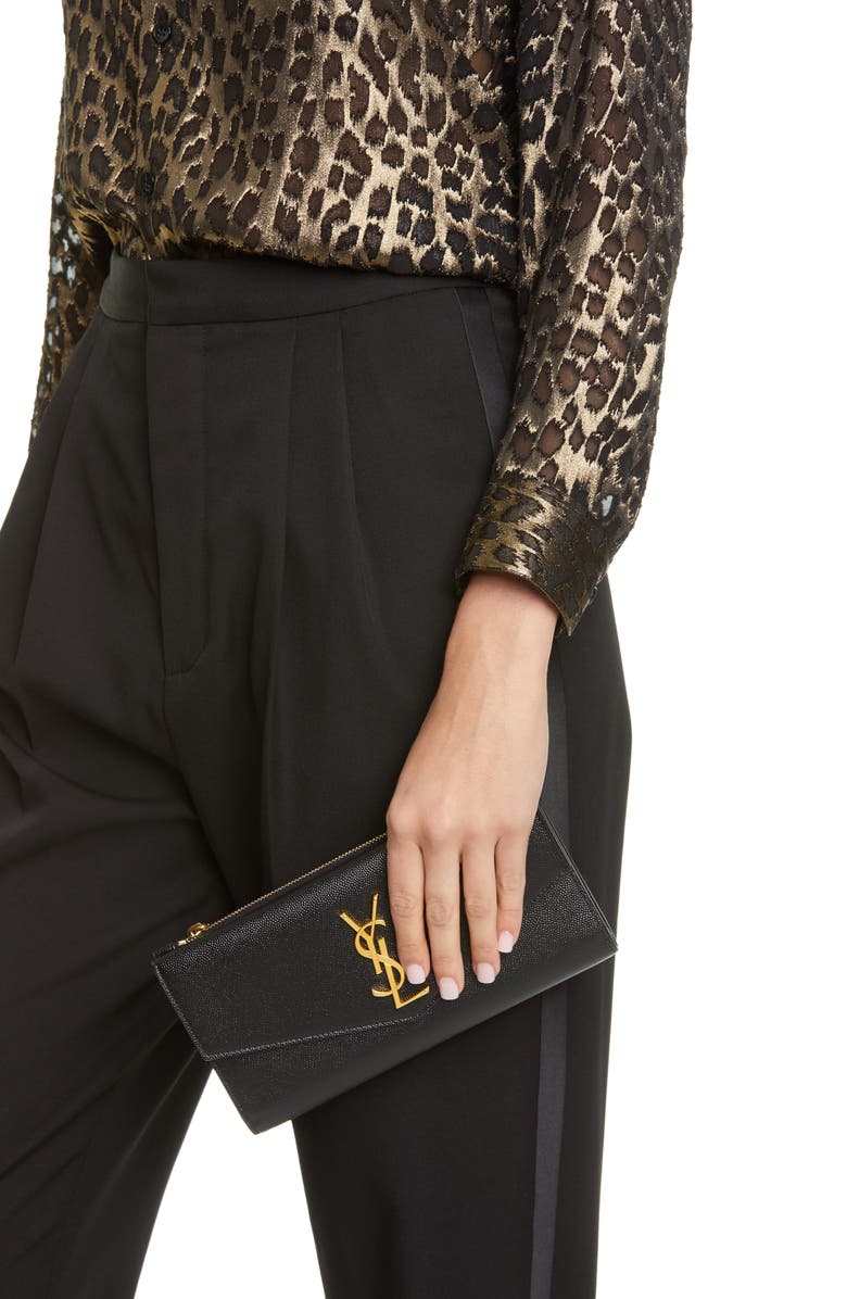 Saint Laurent Uptown Large Leather Envelope Wallet, Alternate, color,