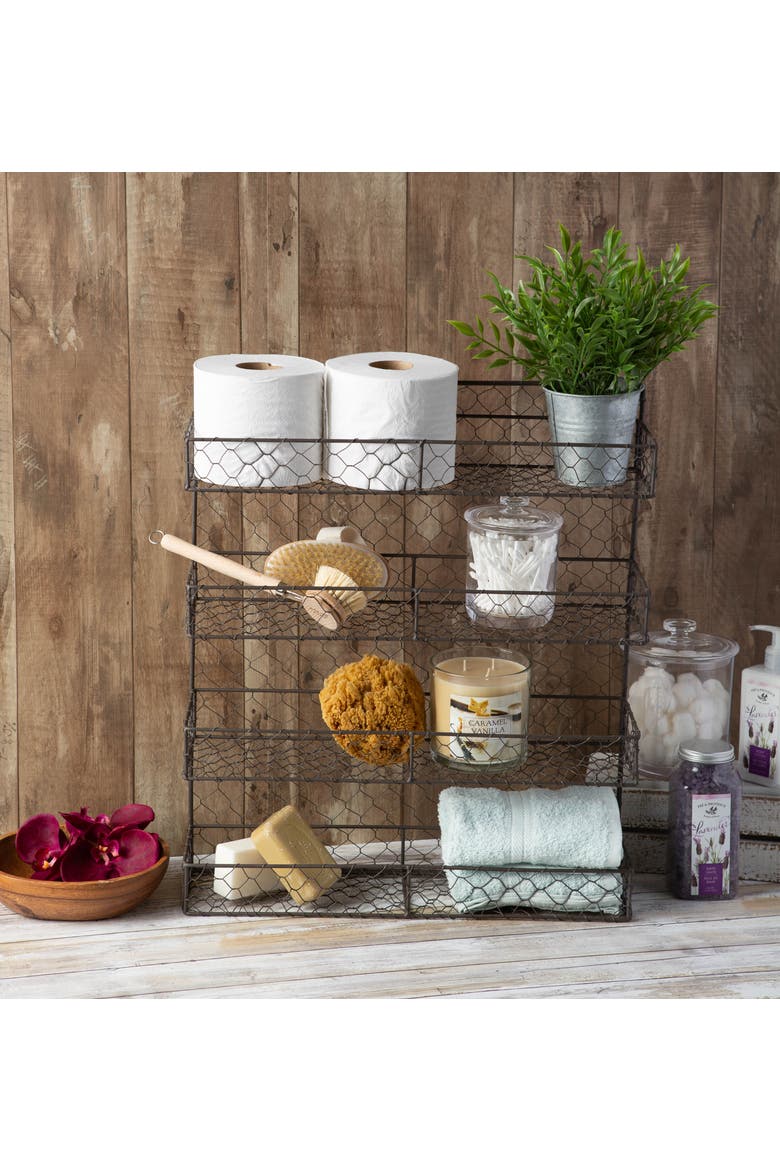 Double Wide 4 Row Chicken Wire Spice Rack, Alternate, color, Black