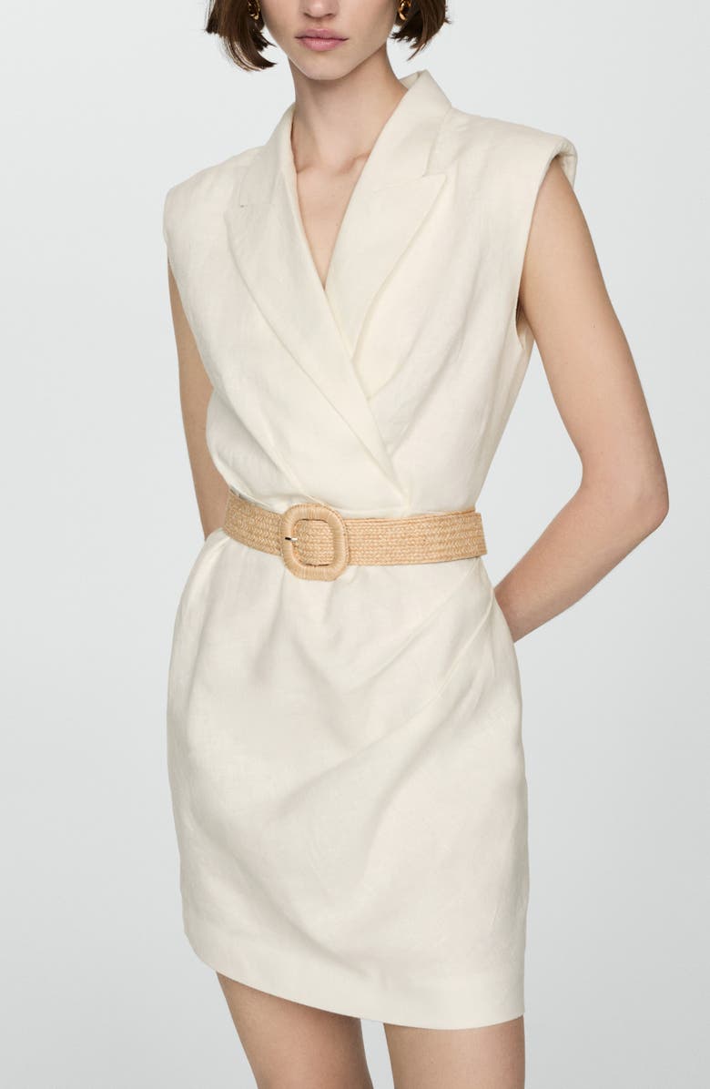 MANGO Belted Linen Minidress, Alternate, color, 
