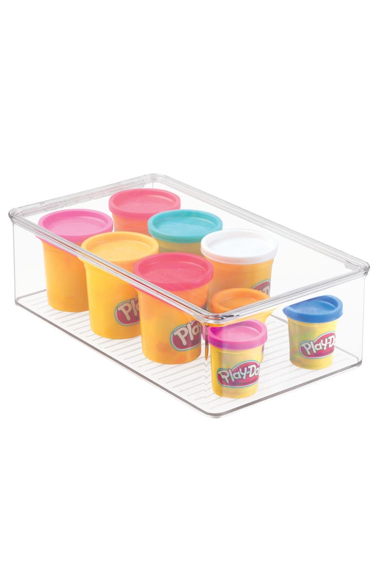 mDesign Plastic Playroom/Gaming Storage Organizer Box, Hinge Lid, 8 Pack, Alternate, color,