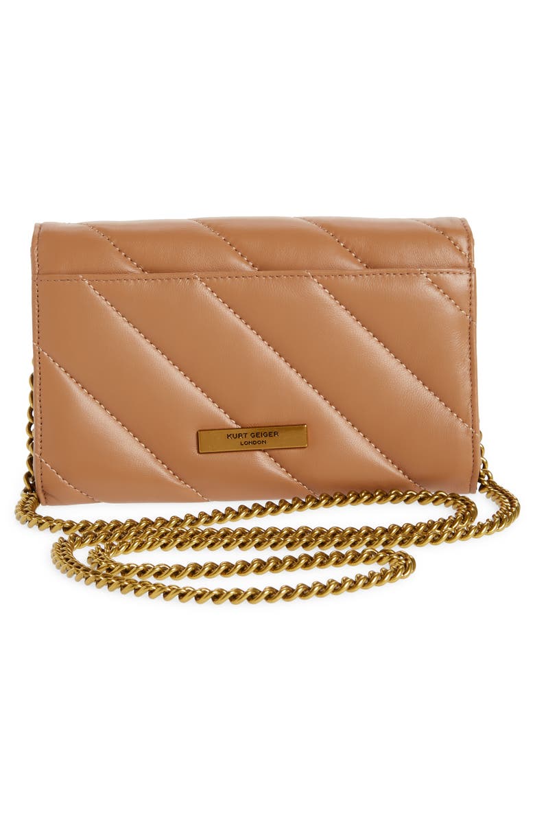 Kurt Geiger London Soho Drench Leather Wallet on a Chain, Alternate, color, Light/Pastel Brown