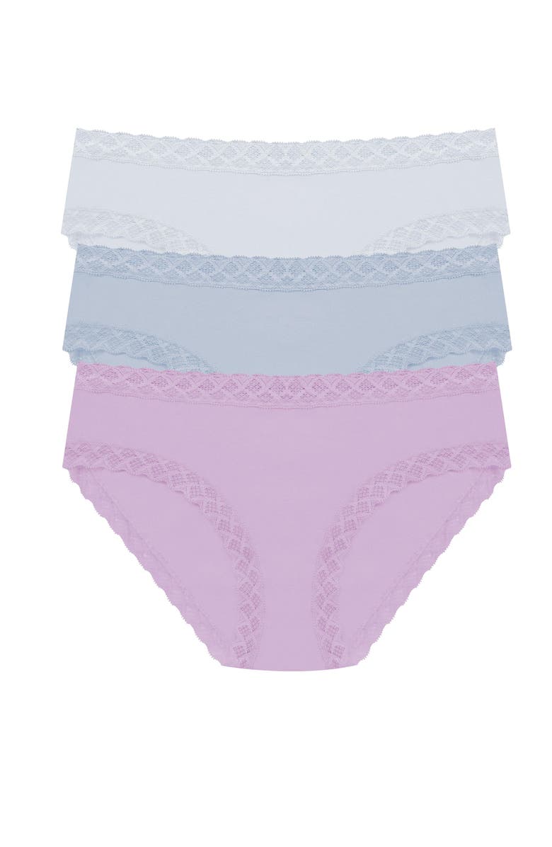 Natori Bliss Cotton Girl Brief 3-Pack, Main, color, Frost Sky/Blue Mst/Violt Tulip