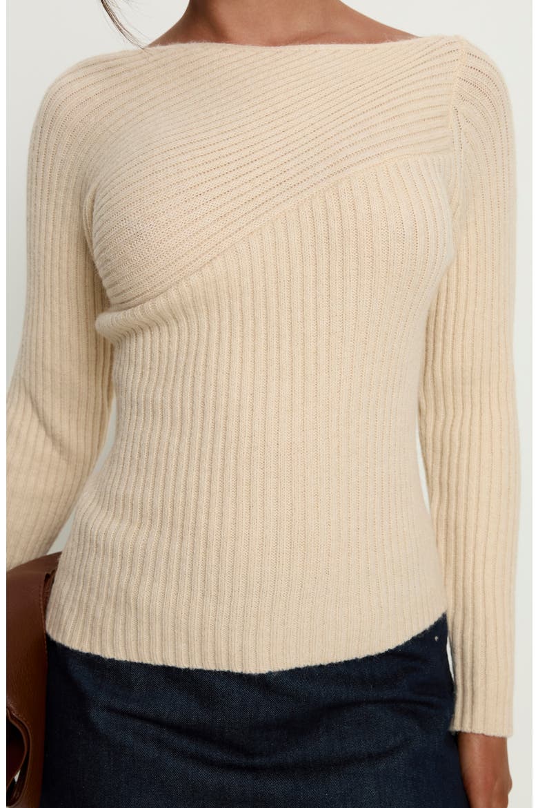 Cassye Ribbed One-Shoulder Top, Alternate, color, BEIGE