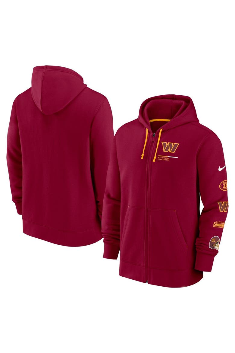 Men's Nike Burgundy Washington Commanders Surrey Full-Zip Hoodie, Main, color, Burgundy