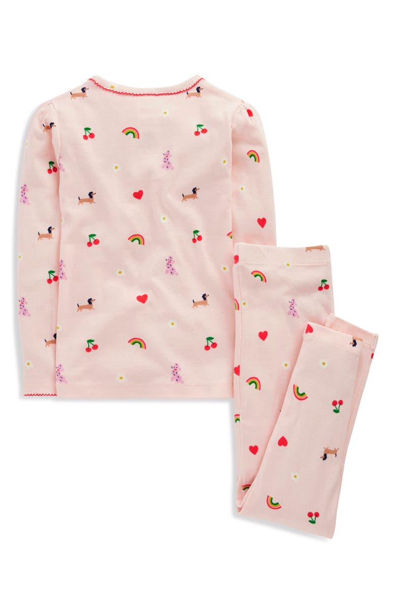 Mini Boden Kids' Parisienne Print Fitted Two-Piece Cotton Henley Pajamas, Alternate, color, Chalk Pink Parisien