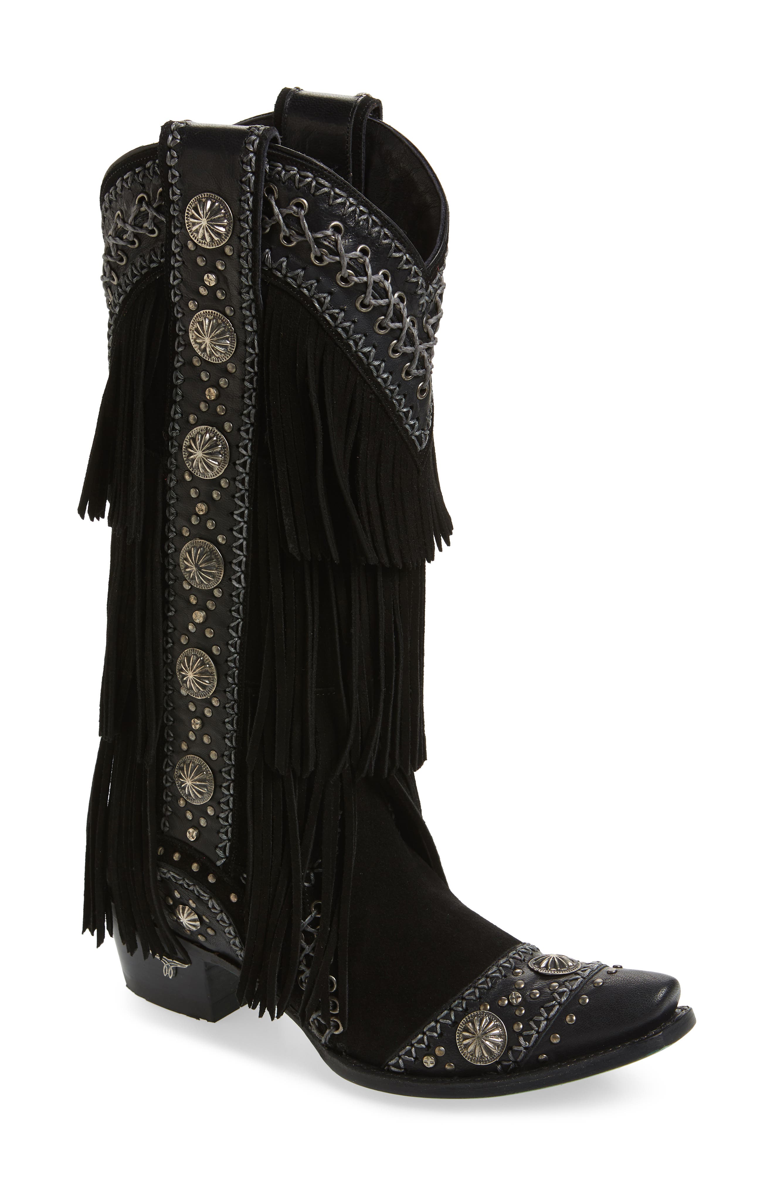 Lane Boots Wind Walker Fringe Knee High Western Boot, Main, color, 