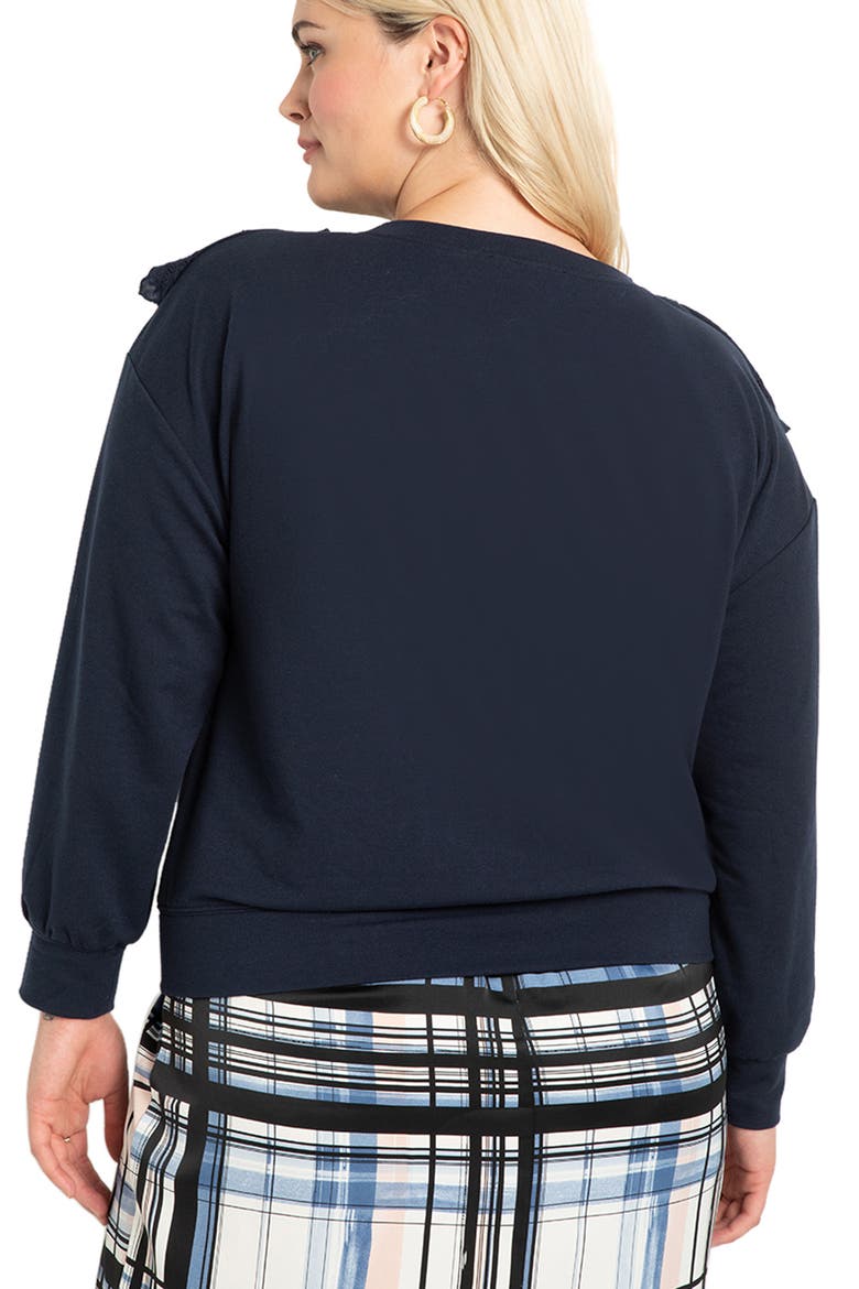 Ruffle Front Sweatshirt, Alternate, color, OUTER SPACE