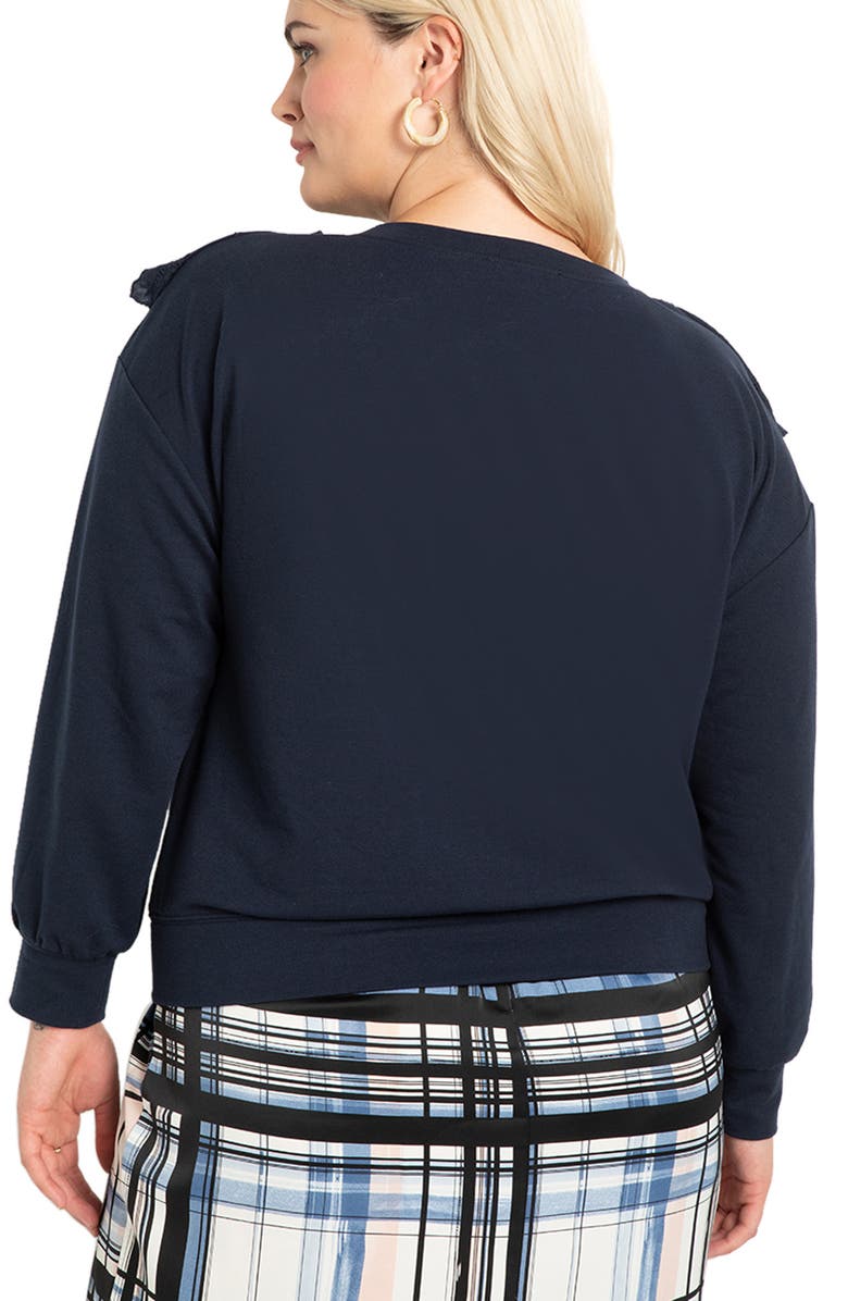ELOQUII Ruffle Front Sweatshirt, Alternate, color, 