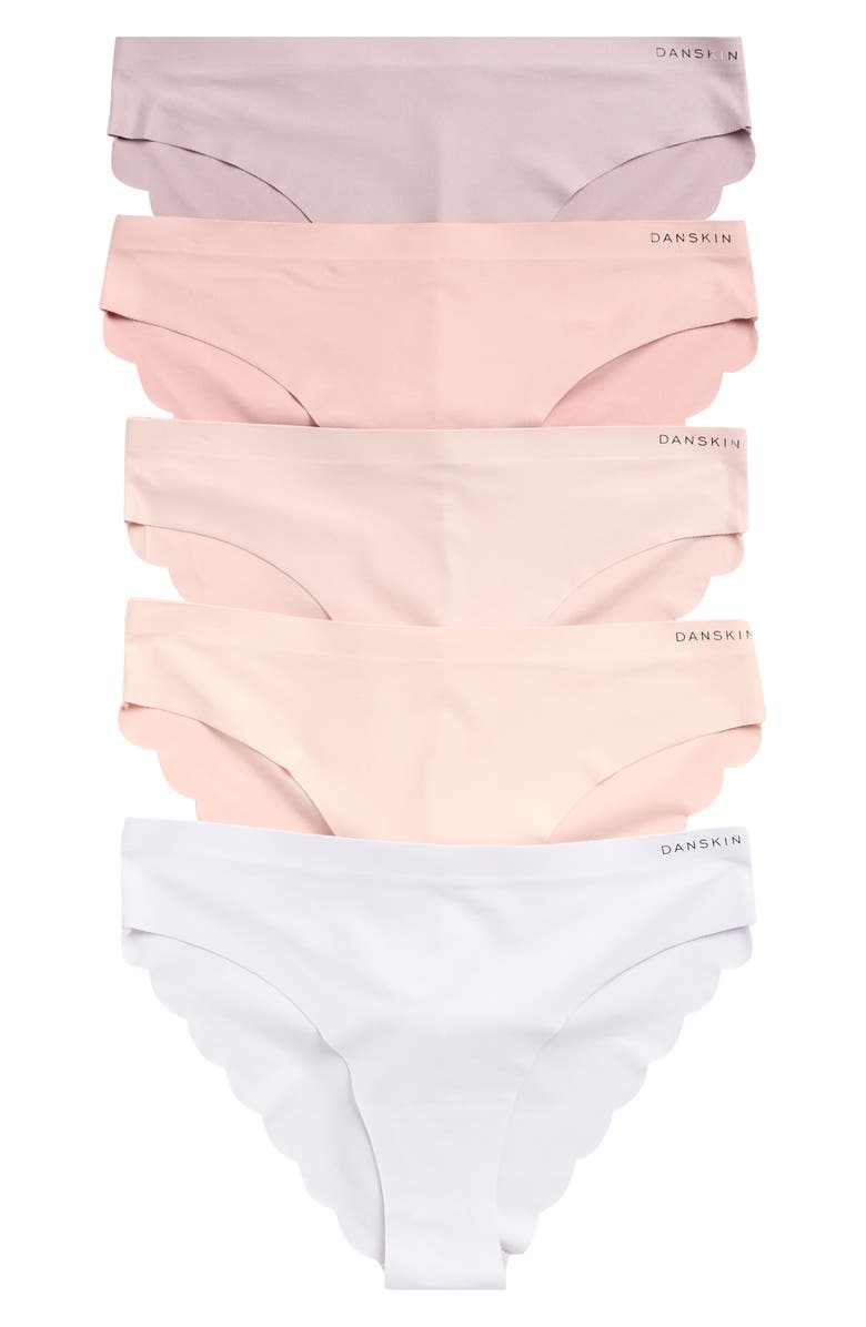 Danskin 5-Pack Brushed Microfiber Tangas, Main, color, Moonstone