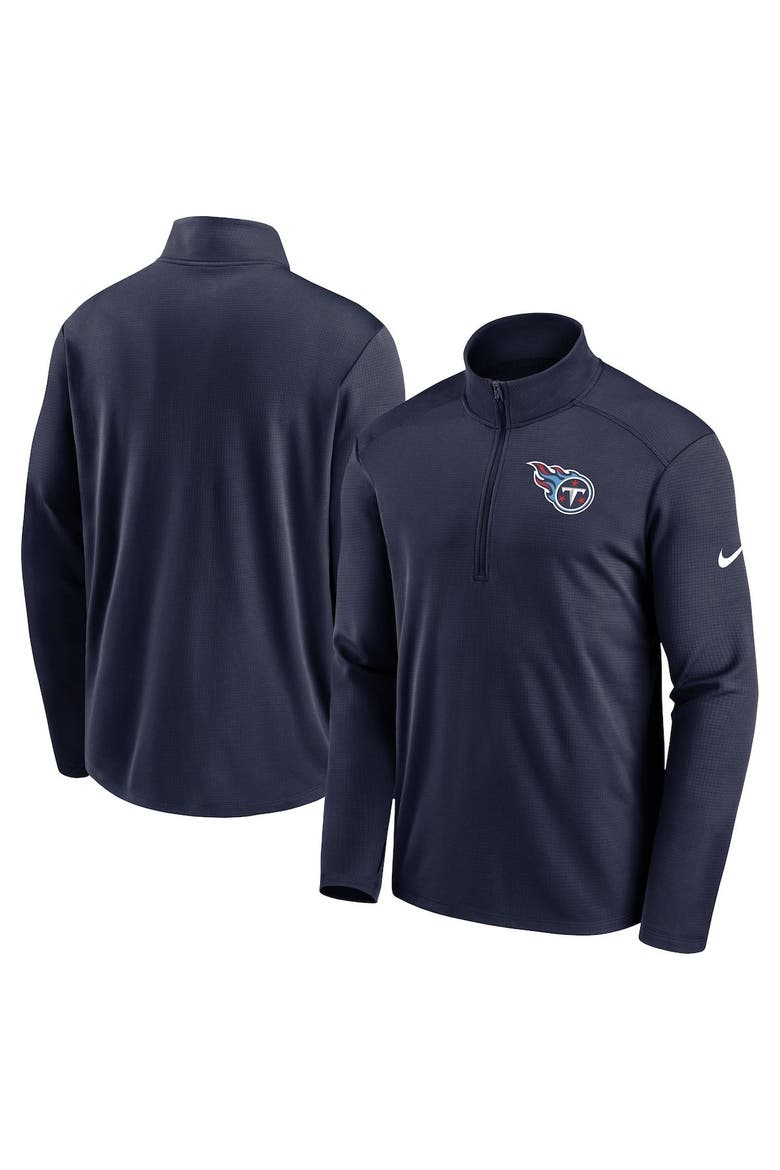 Men's Nike Navy Tennessee Titans Logo Pacer Performance Half-Zip Jacket, Alternate, color, Navy