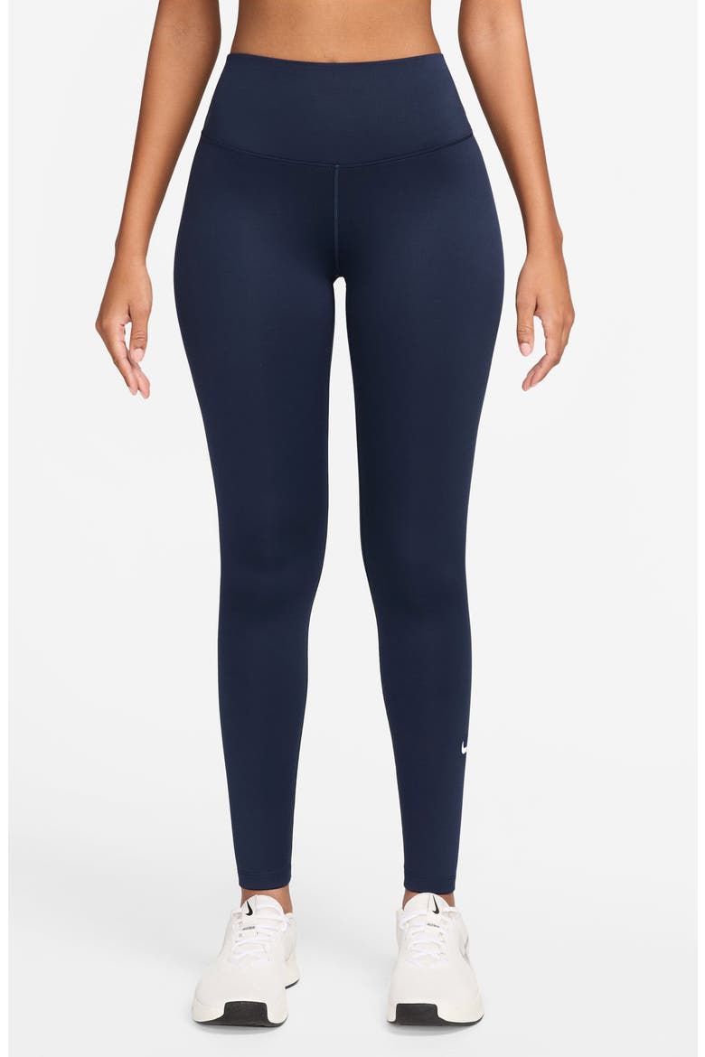 Therma-FIT High Waist Leggings, Main, color, MIDNIGHT NAVY