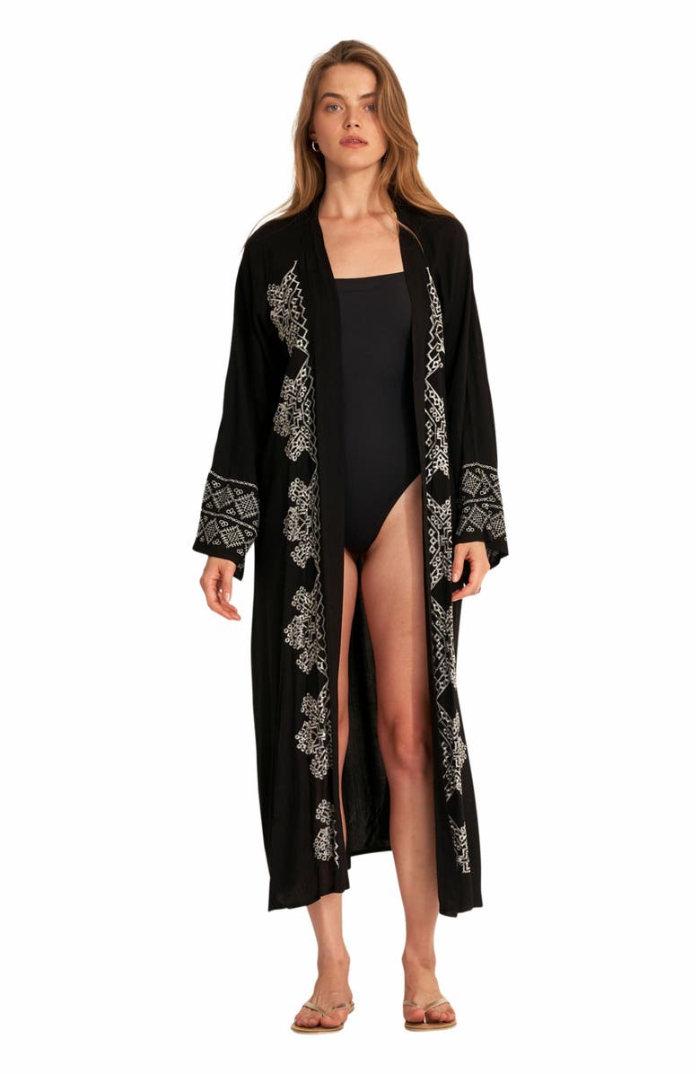 Gottex Beach Life Embroidered Swim Cover Up Top, Main, color, Black