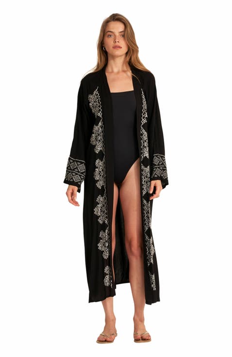Embroidered Swim Cover Up Top