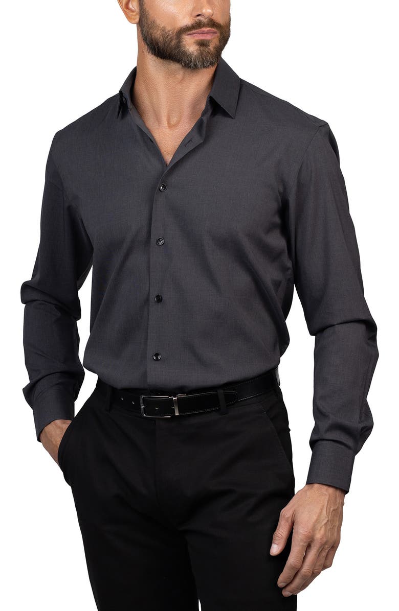 Eddie Bauer Trim Fit Dress Shirt, Alternate, color, Black