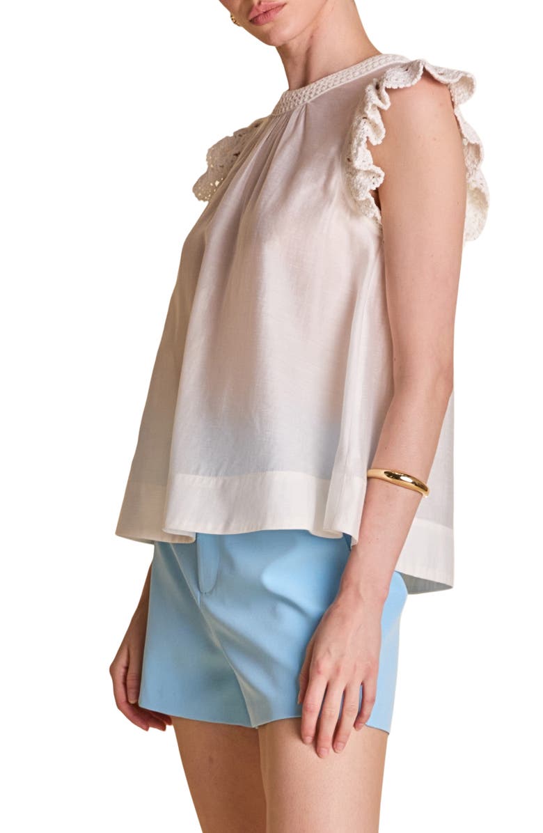 English Factory Stitch Detail Woven Shirt, Alternate, color, Off White