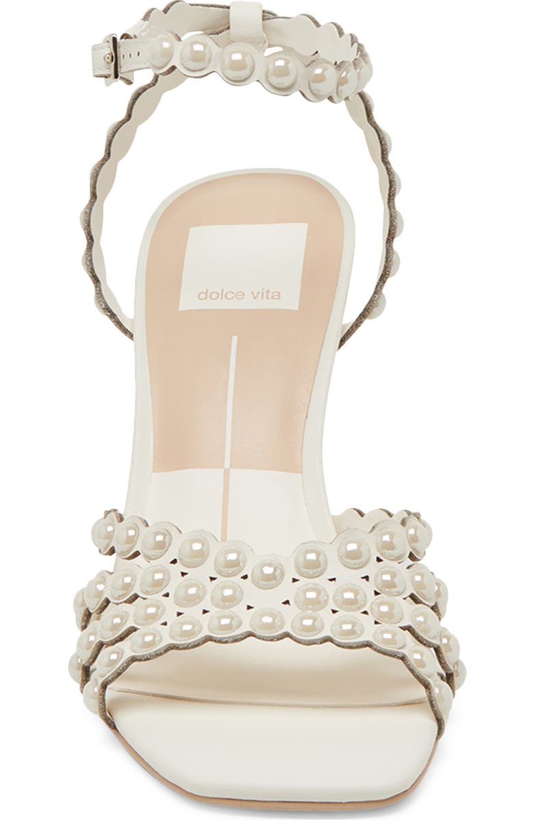 Dolce Vita Hellen Pearly Bead Ankle Strap Sandal, Alternate, color, White Leather