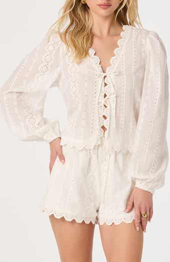 Leah Tie Front Eyelet Top