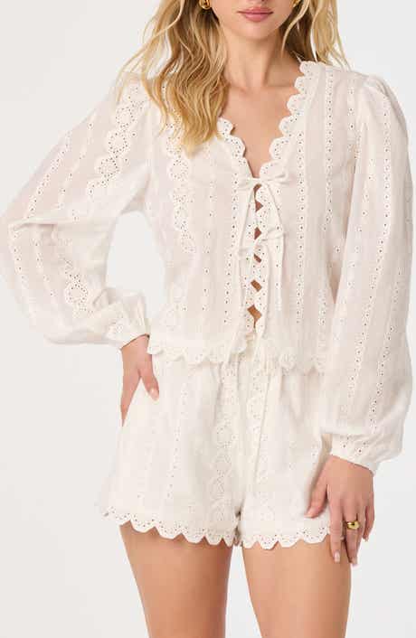 Leah Tie Front Eyelet Top