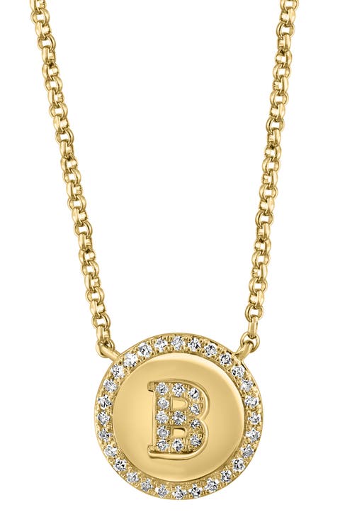 14k Gold Plated Diamond Initial Pendant Necklace