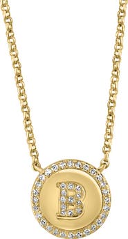 EFFY 14k Gold Plated Diamond Initial Pendant Necklace
