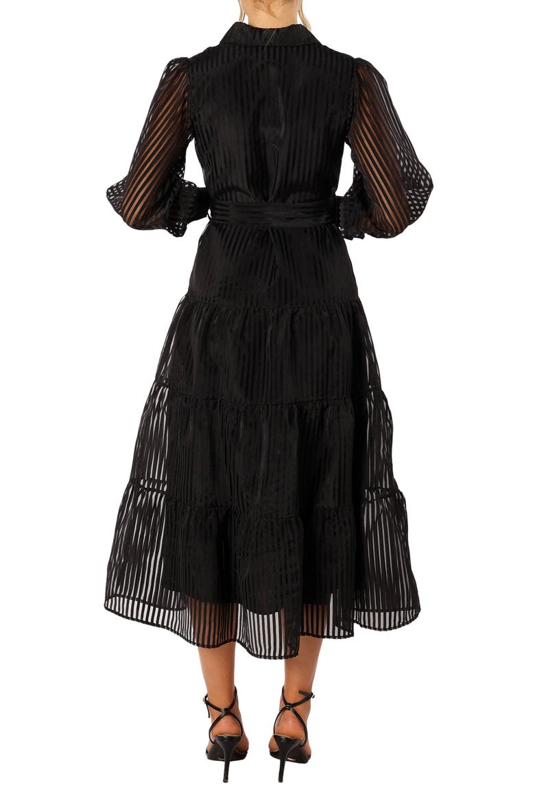 Neve Long Sleeve Tiered Shirtdress, Alternate, color, BLACK