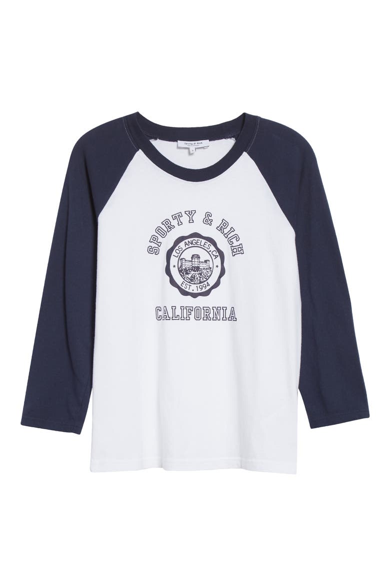 California Emblem Graphic Baseball T-Shirt, Alternate, color, WHITE/ DARK NAVY