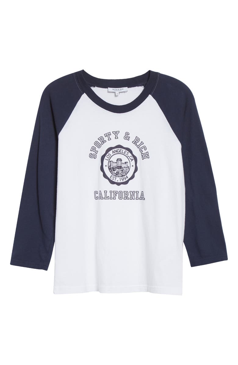 Sporty & Rich California Emblem Graphic Baseball T-Shirt, Alternate, color, White/ Dark Navy