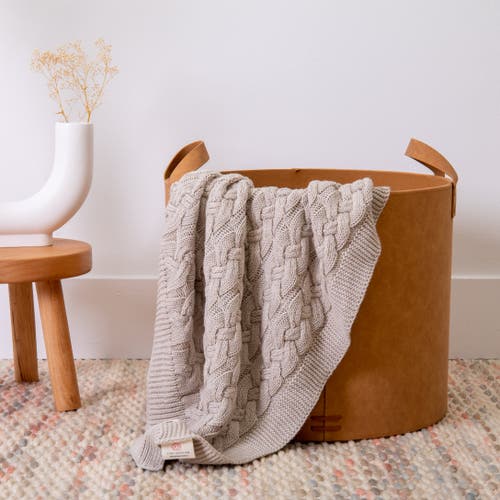 Pink Lemonade Double Cable Organic Cotton Throw Blanket In Neutral