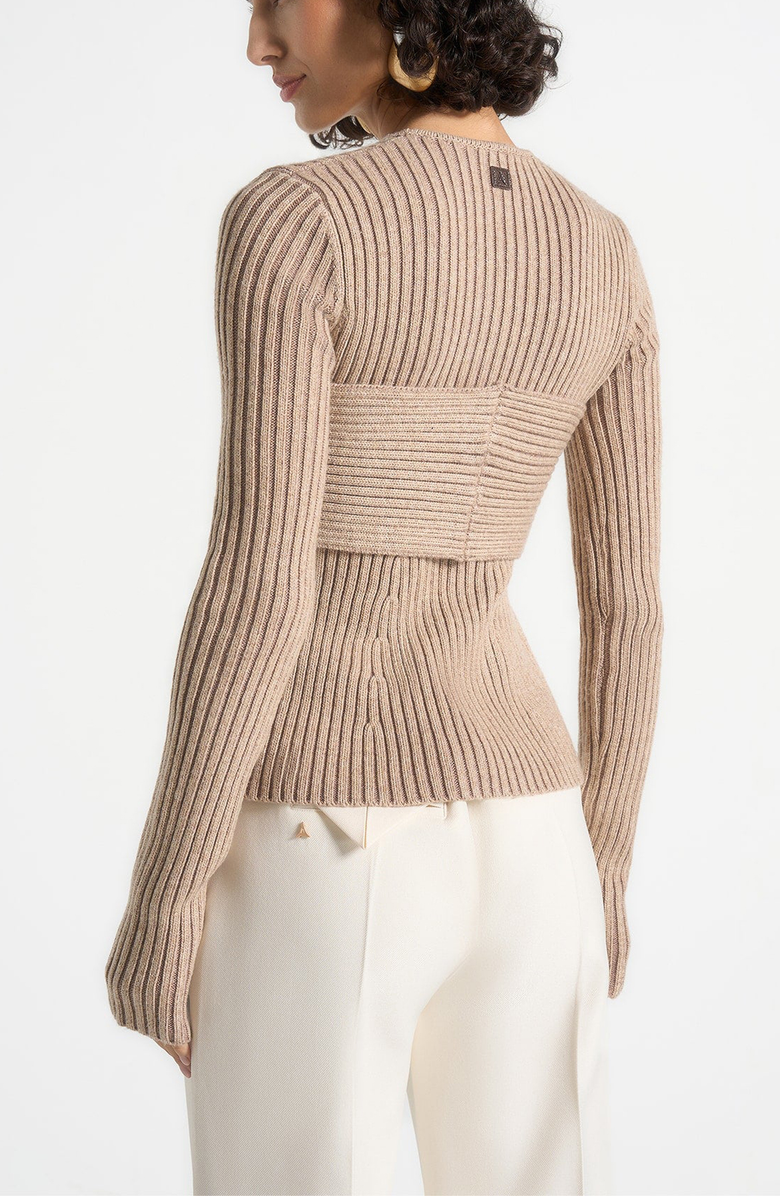 Manière De Voir Marisa 2-In-1 Knit Bandeau Cardigan, Alternate, color, Taupe
