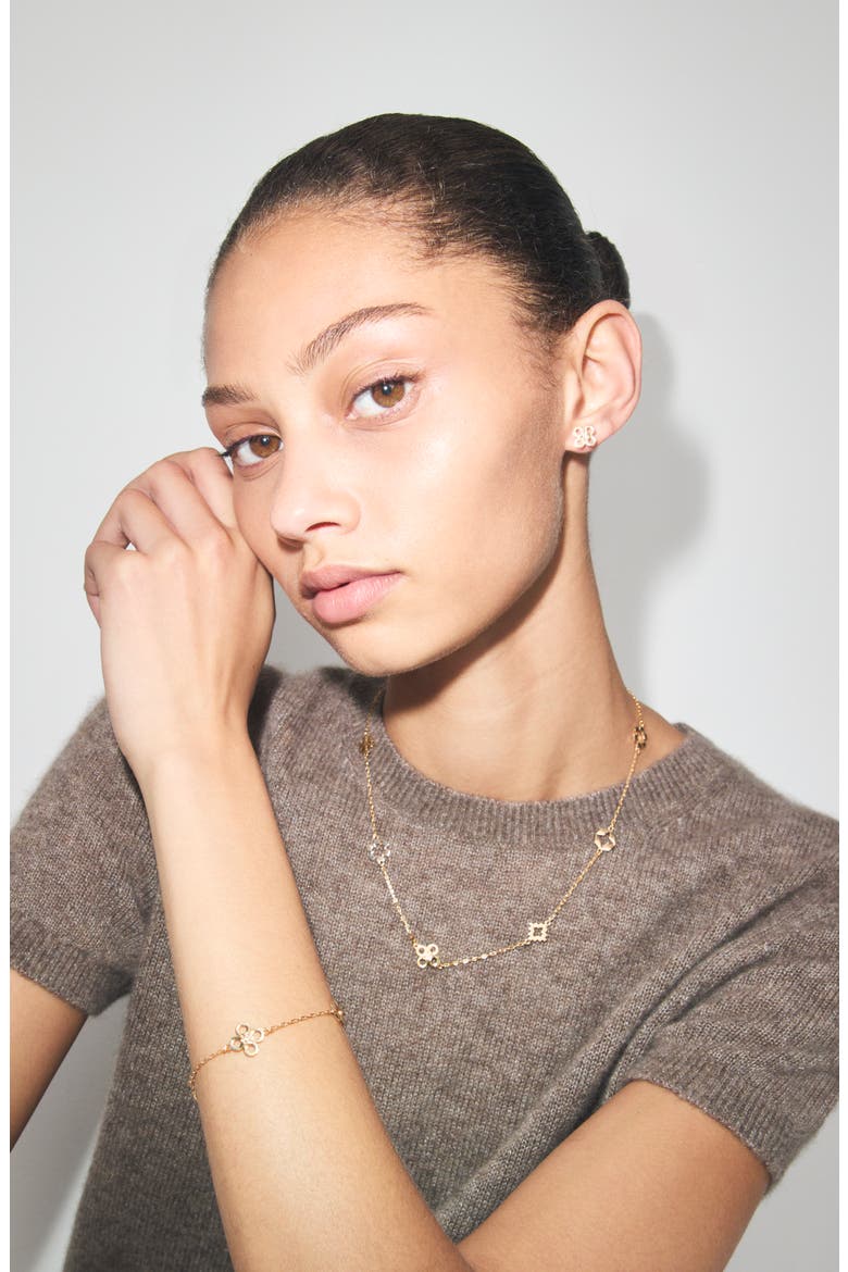 Forget Me Not Necklace, Alternate, color, TORY GOLD