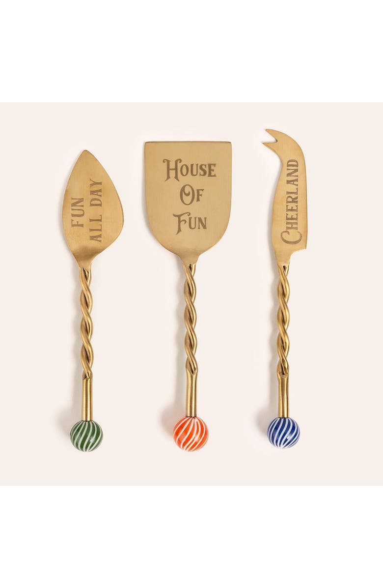 Zsa Zsa Zsu Rampur Set Of 3 Steel Cheese Serving Cheerland, Main, color, Gold