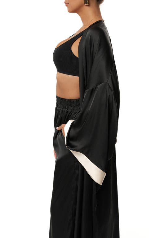 Jluxlabel Nola Satin Maxi Duster In Black