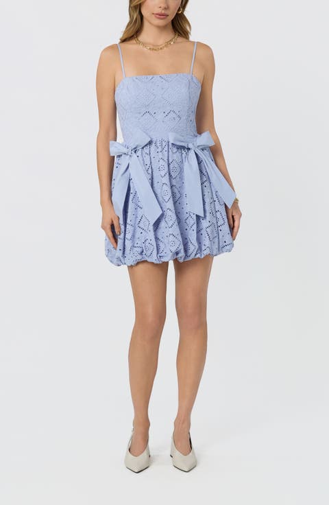 Aislinn Eyelet Bubble Hem Minidress
