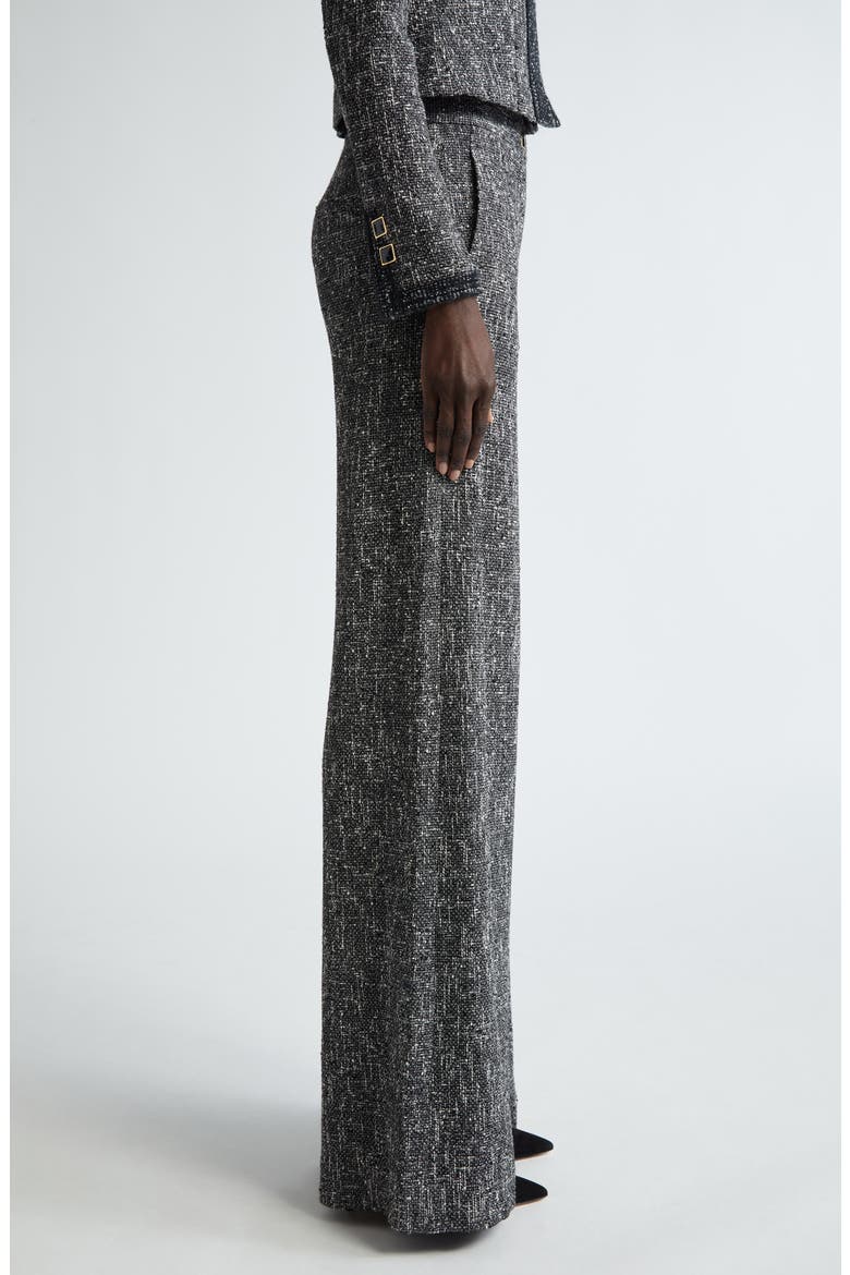 Tweed Wide Leg Trousers, Alternate, color, BLACK/ CHALK MULTI