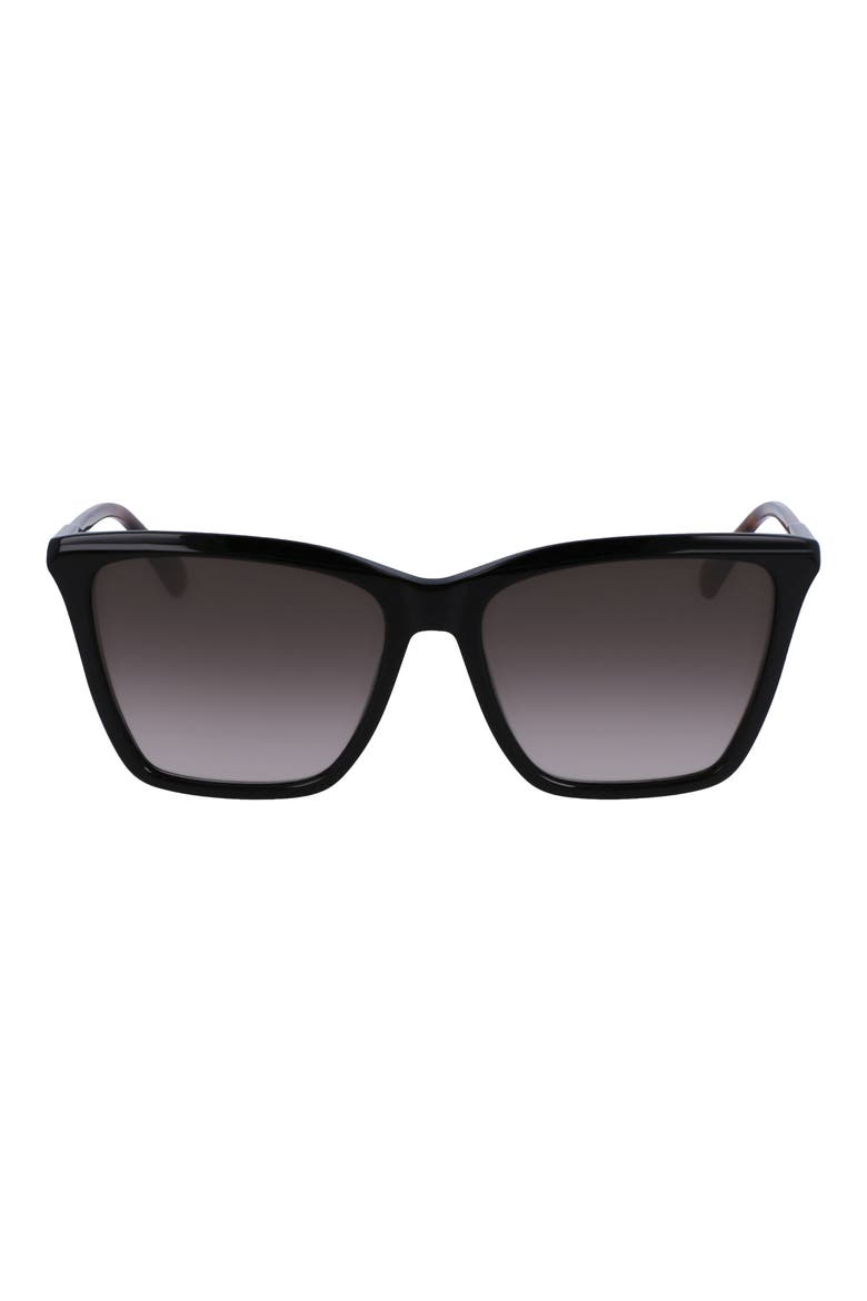 Le Pliage 56mm Gradient Rectangular Sunglasses, Main, color, BLACK