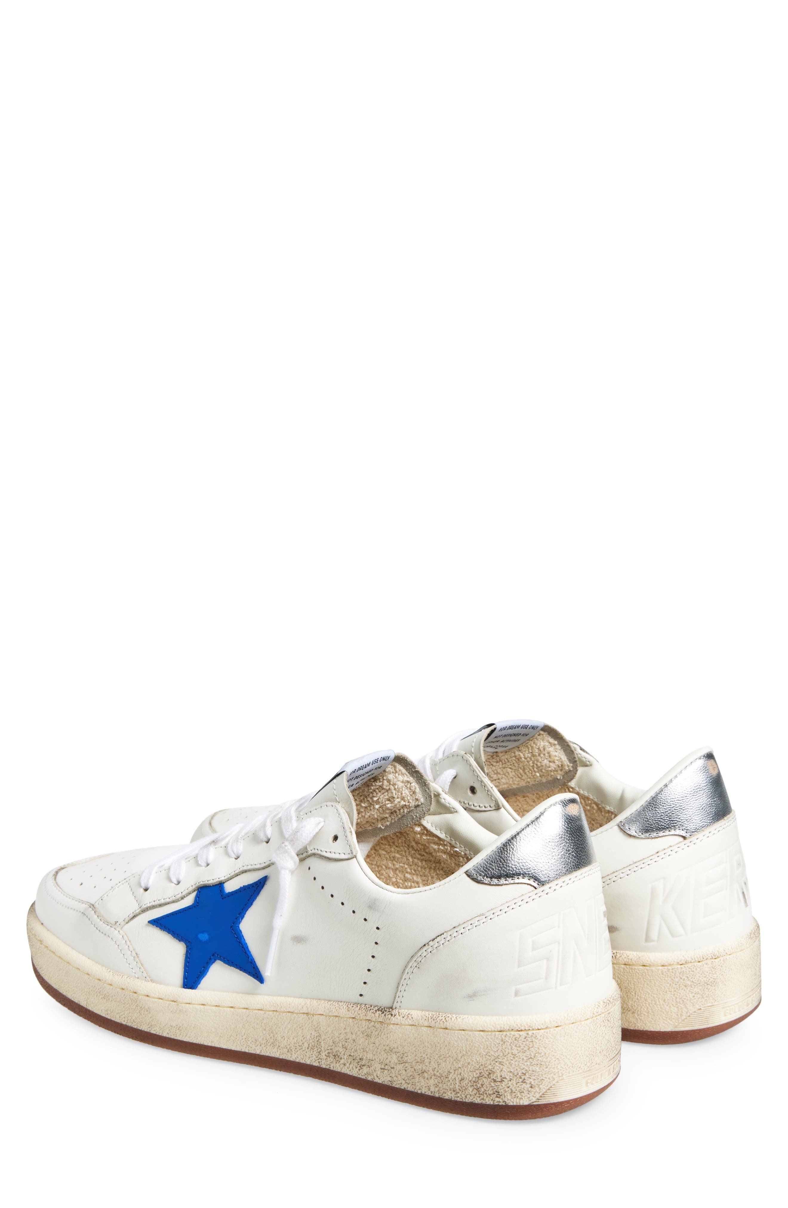 Golden Goose Ball Star Low Top Sneaker, Alternate, color, Optic White/ Blue/ Silver