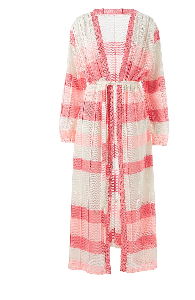 Melissa Odabash Drew Stripe Cover-Up Dress, Alternate, color, Pink Knit