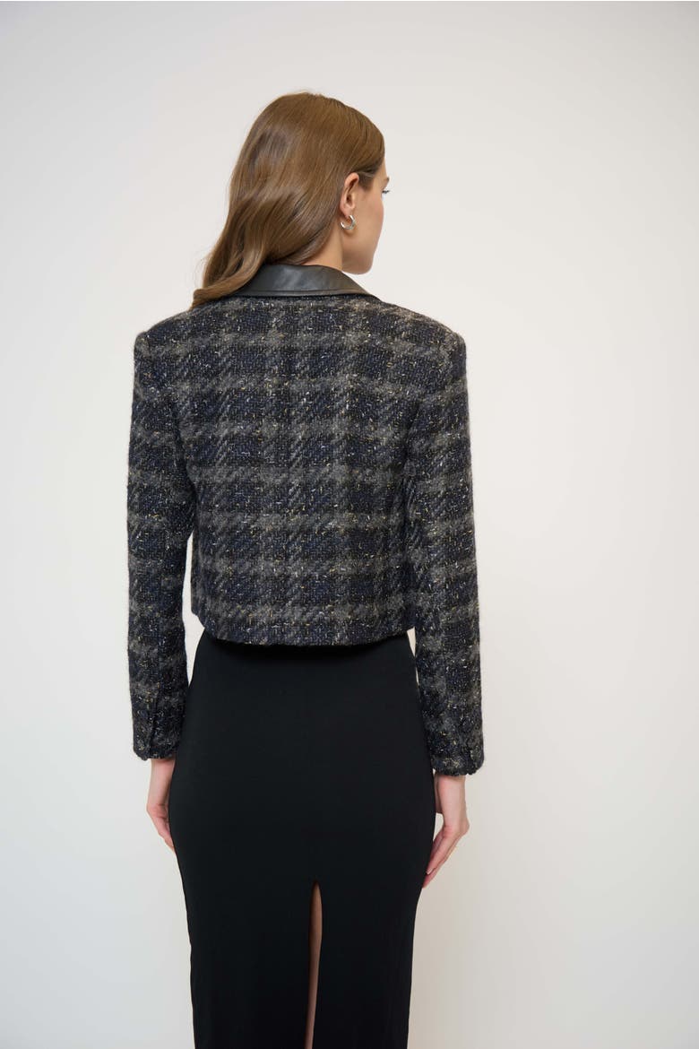 Colette Lurex Houndstooth Jacket, Alternate, color, BLACK