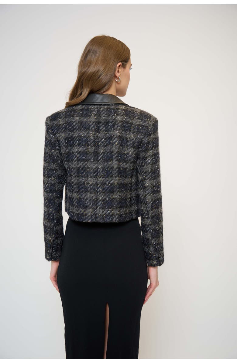 Central Park West Colette Lurex Houndstooth Jacket, Alternate, color, Black