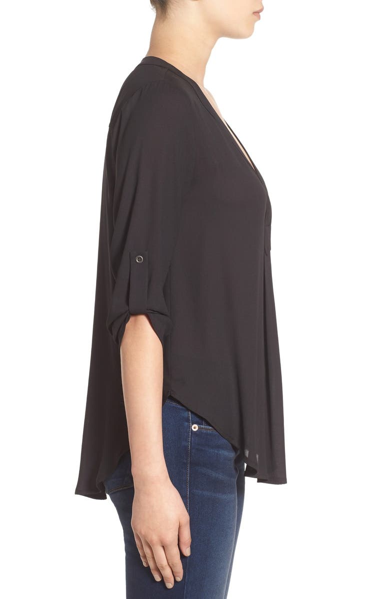 All in Favor V-Neck Crepe Blouse, Alternate, color,