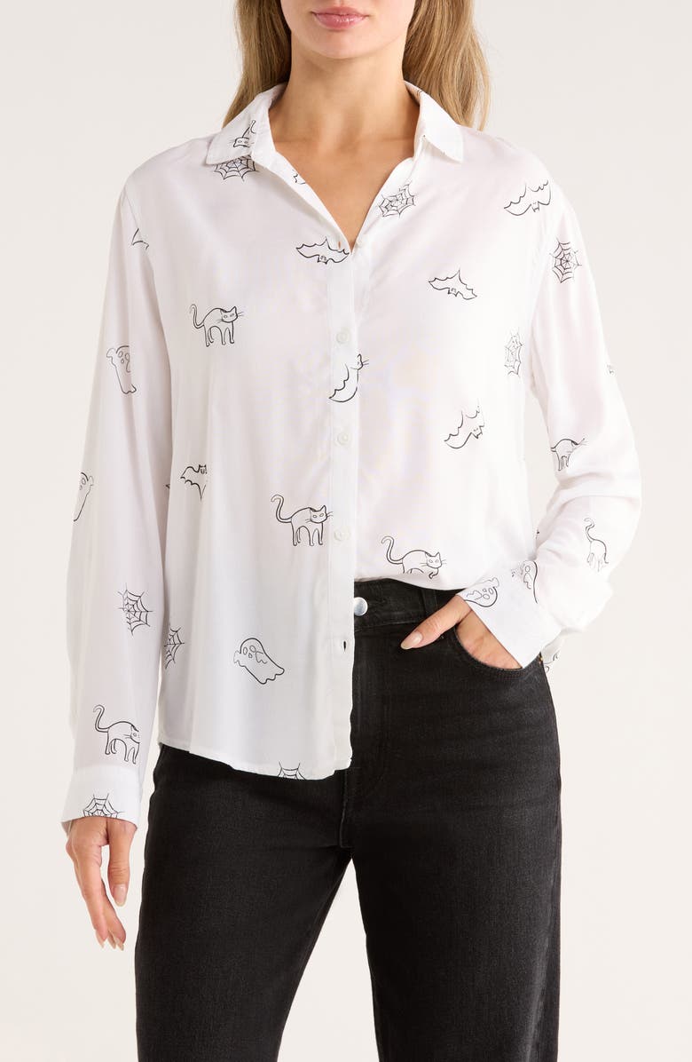 beachlunchlounge Kayden Button-Up Shirt, Main, color, Ghost Dance
