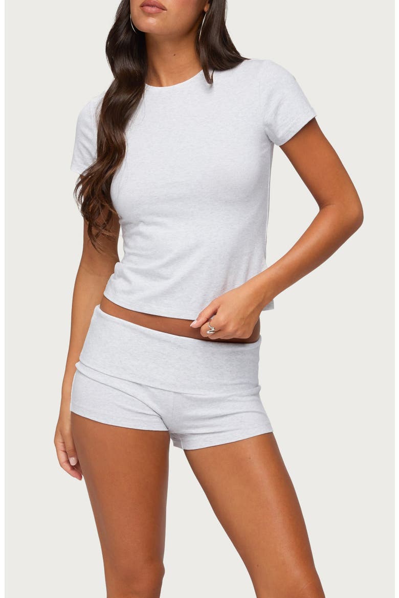 Marleaux Fitted Stretch Cotton T-Shirt, Main, color, LIGHT-GRAY-MELANGE