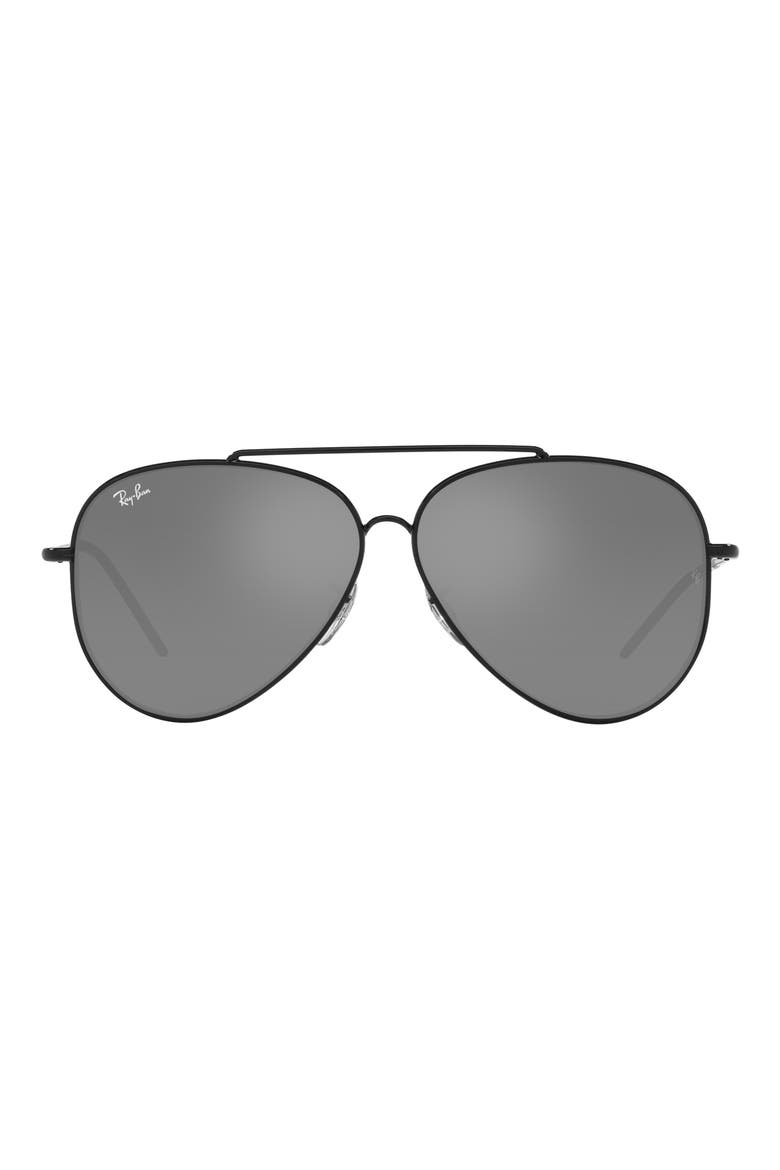 Aviator Reverse 59mm Pilot Sunglasses, Alternate, color, BLACK
