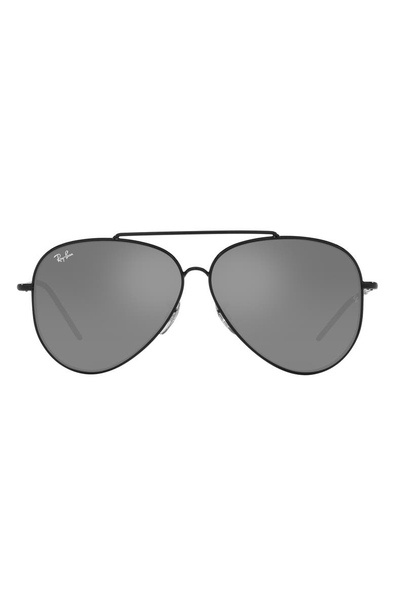 Ray-Ban Aviator Reverse 59mm Pilot Sunglasses, Alternate, color, Black