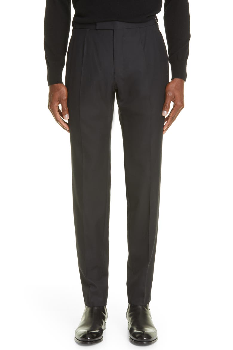 Achillfarm Merino Wool Trousers, Main, color, BLACK